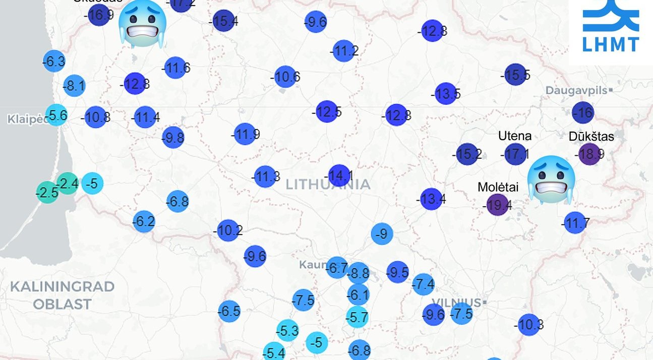 Naktį spigino beveik 20 laipsnių šaltis – nedaug trūko iki naujo rekordo