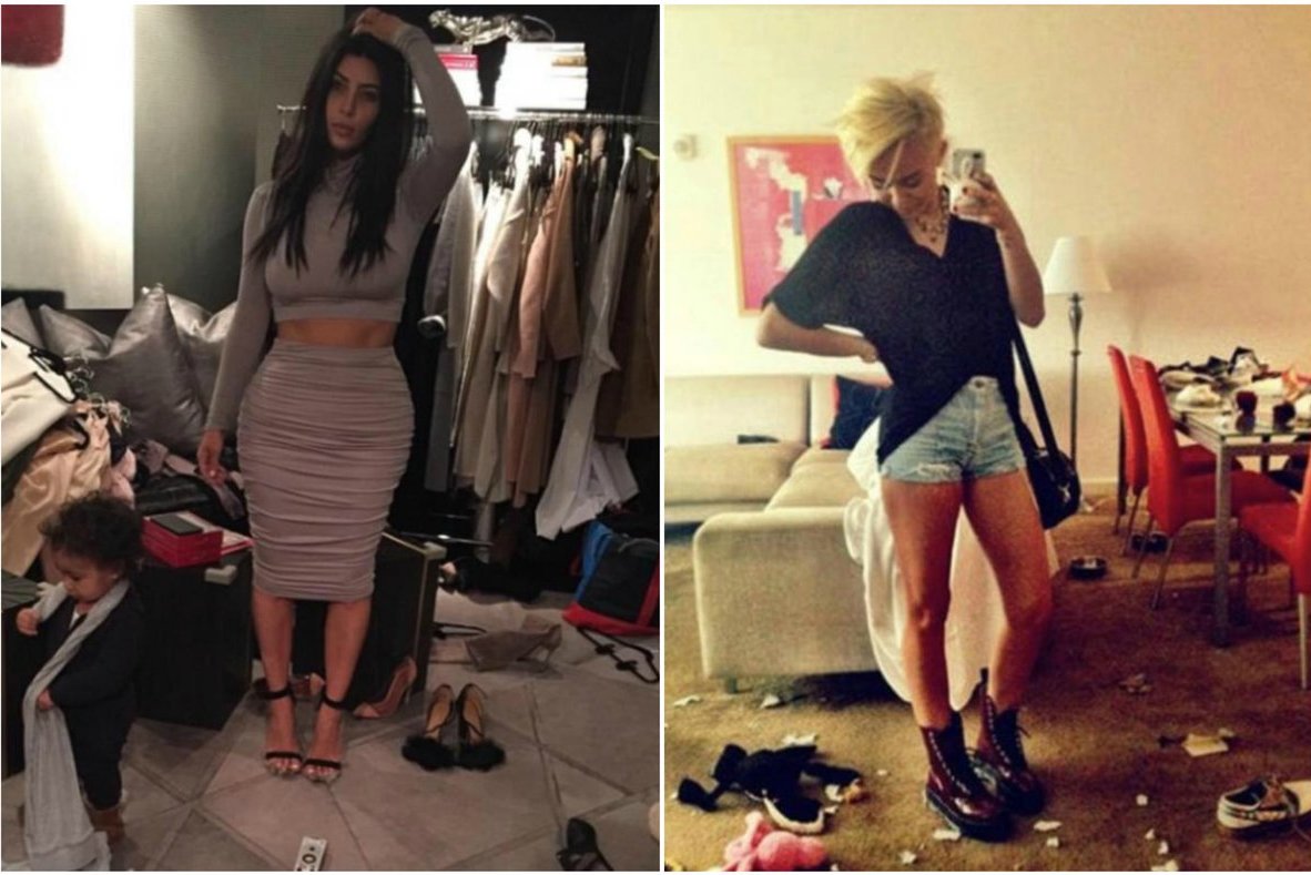 Kim Kardashian, Miley Cyrus (nuotr. Instagram)