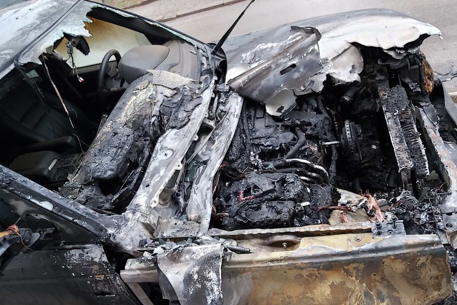 Sudegęs automobilis. Asociatyvi nuotrauka, E. Anglickis nuotr.
