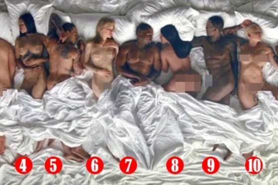 Naujame Kanye Westo klipe - būrys nuogų įžymybių (nuotr. iš vaizdo įrašo)