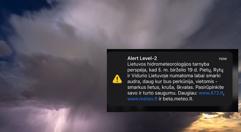 Išsiųsti skubūs pranešimai: ateina labai smarki audra