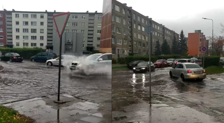 Klaipėdoje pylė kaip iš kibiro: užtvindė gatves