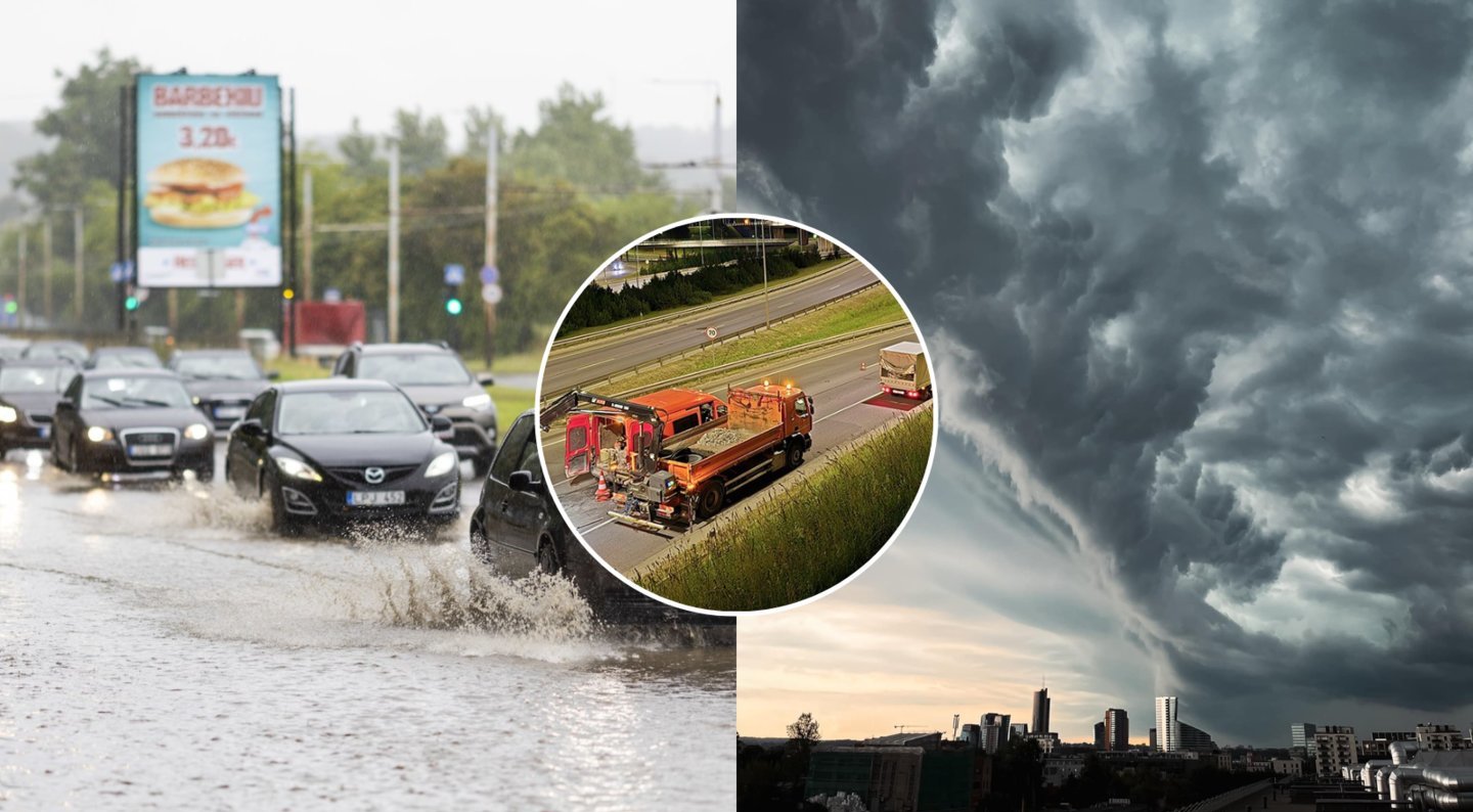 Vilnių užgrius stipri audra, liūtys: tarnybos kreipiasi į gyventojus ir įspėja ruoštis