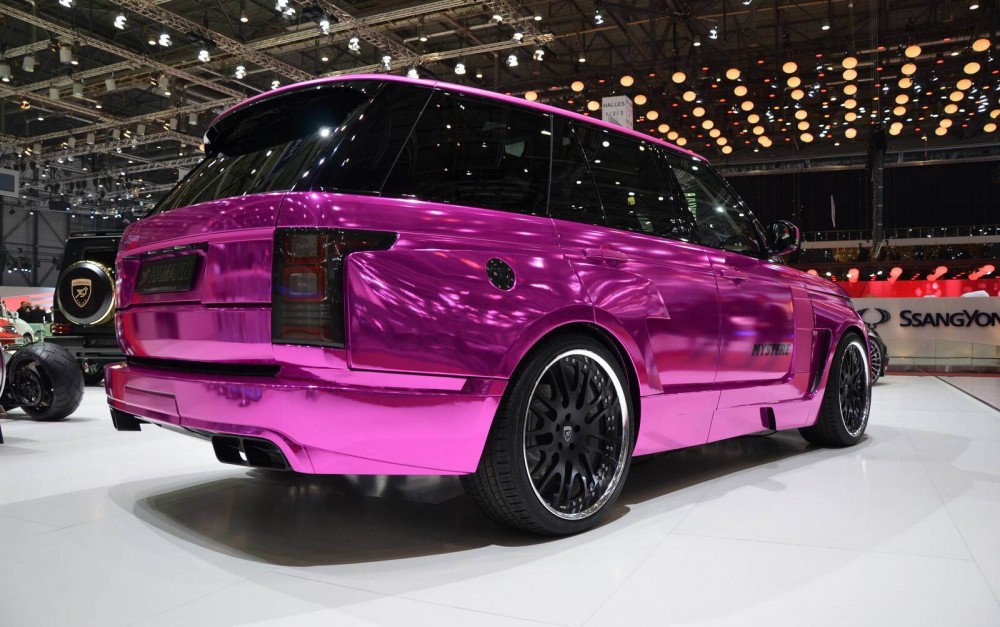 chrome pink range rover hamann mystere geneva rear