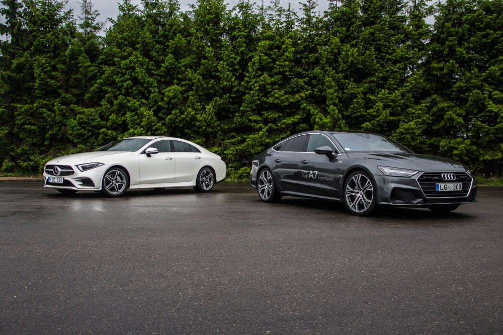 Palyginamasis testas: Audi A7 Sportback prieš Mercedes-Benz CLS