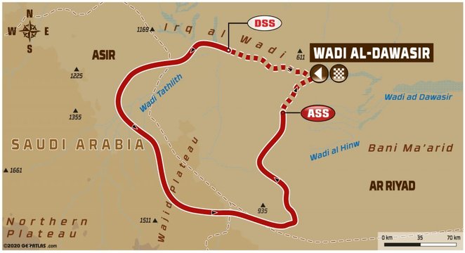 2020-ųjų Dakaro ralio aštuntojo etapo žemėlapis