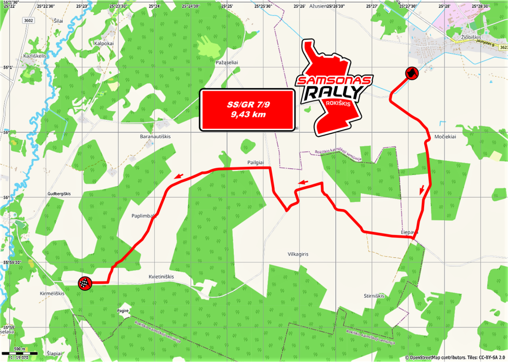 „Samsonas Rally Rokiškis 2020“ greičio ruožų žemėlapis