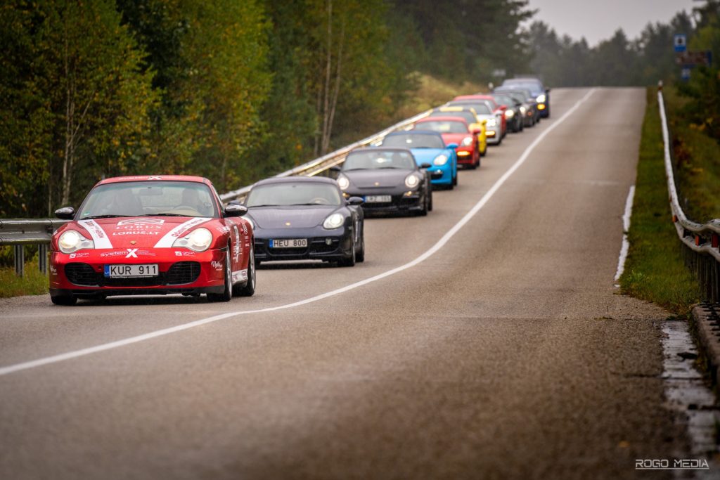 Porsche cars on the road